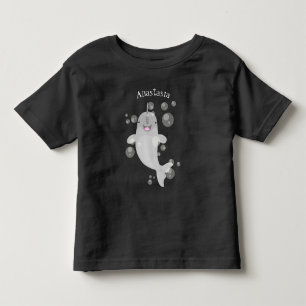 Cute happy narwhal bubbles cartoon illustration toddler t-shirt