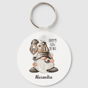 Cute Happy New Year Gnome Keychain