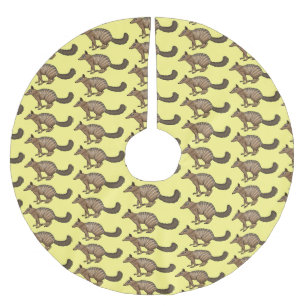 Cute happy numbat cartoon illustration brushed polyester tree skirt