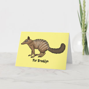 Cute happy numbat cartoon illustration card