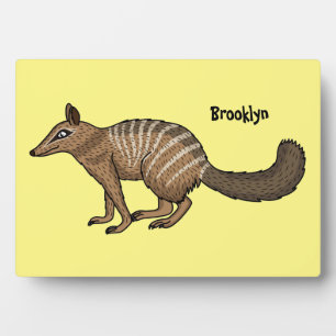 Cute happy numbat cartoon illustration plaque