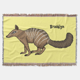Cute happy numbat cartoon illustration throw blanket