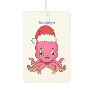 Cute happy octopus wearing Christmas hat cartoon Air Freshener