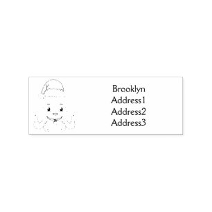Cute happy octopus wearing Christmas hat cartoon Rubber Stamp