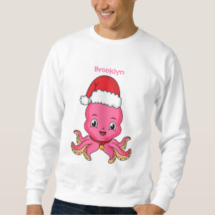 Cute happy octopus wearing Christmas hat cartoon Sweatshirt