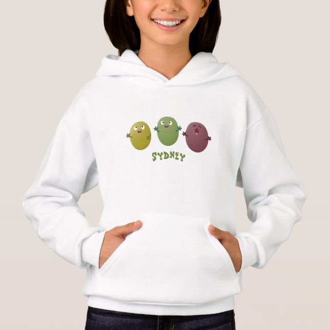 Cute happy olives singing cartoon (Front)