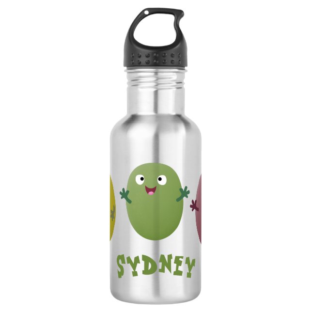 Cute happy olives singing cartoon 532 ml water bottle (Front)