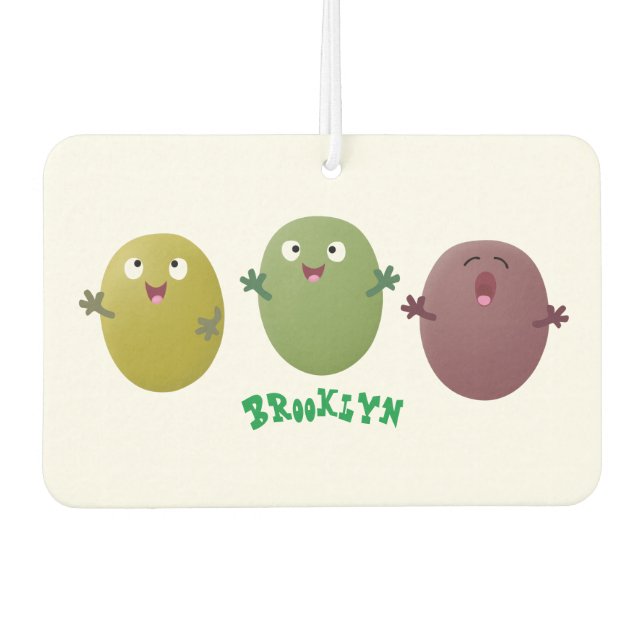 Cute happy olives singing cartoon air freshener (Front)