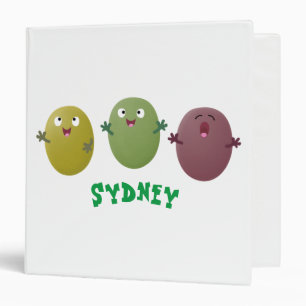 Cute happy olives singing cartoon binder
