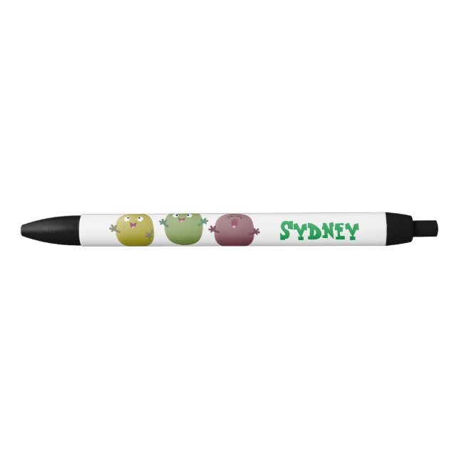 Cute happy olives singing cartoon black ink pen (Front)