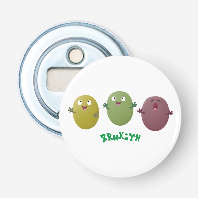 Cute happy olives singing cartoon bottle opener (Front)
