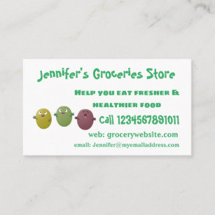 Cute happy olives singing cartoon business card