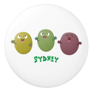 Cute happy olives singing cartoon ceramic knob