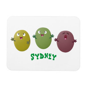 Cute happy olives singing cartoon magnet