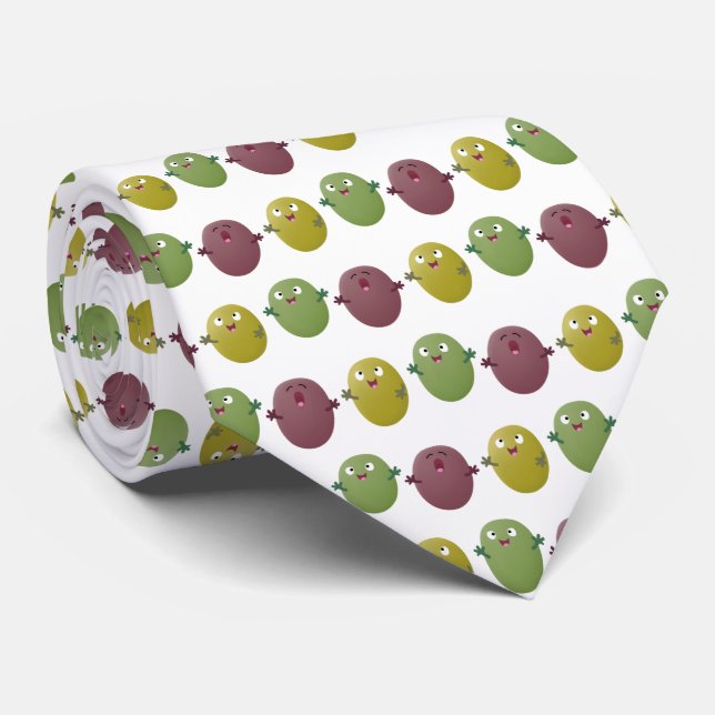 Cute happy olives singing cartoon tie (Rolled)