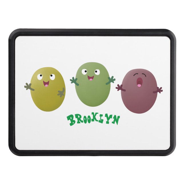 Cute happy olives singing cartoon trailer hitch cover (Front)