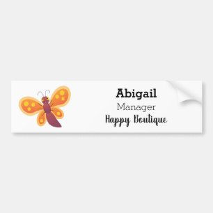 Cute happy orange butterfly cartoon illustration bumper sticker