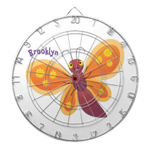 Cute happy orange butterfly cartoon illustration dartboard