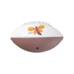 Cute happy orange butterfly cartoon illustration football