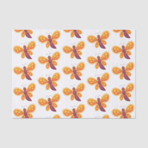 Cute happy orange butterfly cartoon illustration tissue paper
