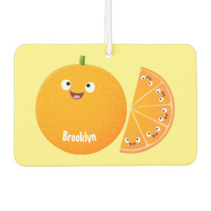 Cute happy orange citrus fruit cartoon air freshener
