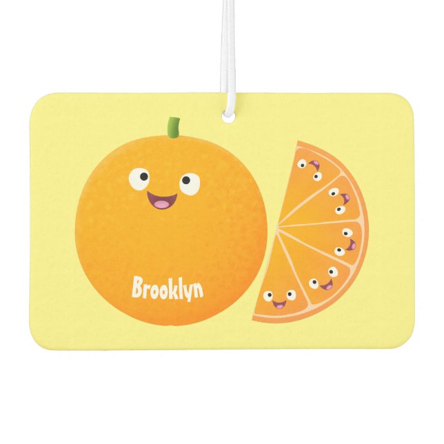 Cute happy orange citrus fruit cartoon  air freshener (Front)