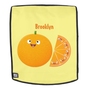 Cute happy orange citrus fruit cartoon backpack
