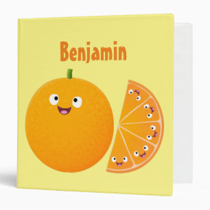 Cute happy orange citrus fruit cartoon binder