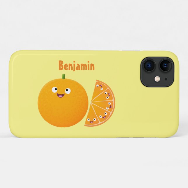 Cute happy orange citrus fruit cartoon  Case-Mate iPhone case (Back (Horizontal))