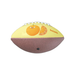 Cute happy orange citrus fruit cartoon football