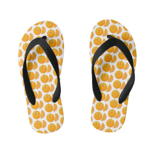 Cute happy orange citrus fruit cartoon kid's flip flops