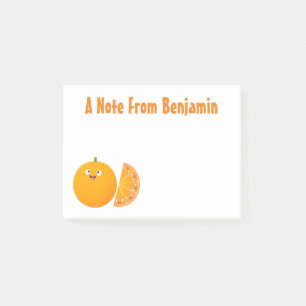 Cute happy orange citrus fruit cartoon post-it notes