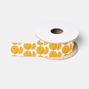 Cute happy orange citrus fruit cartoon  satin ribbon