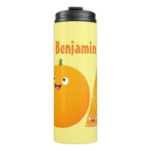 Cute happy orange citrus fruit cartoon thermal tumbler