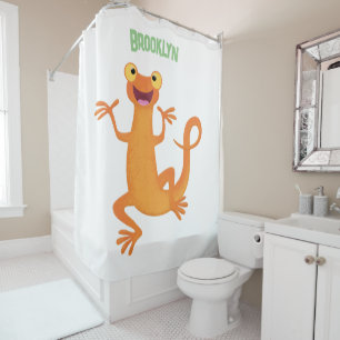 Cute happy orange dancing newt
