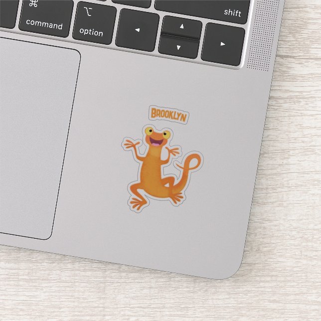 Cute happy orange dancing newt  (Detail)