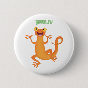 Cute happy orange dancing newt 2 inch round button