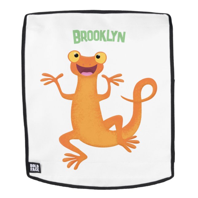 Cute happy orange dancing newt backpack (Removable Face)