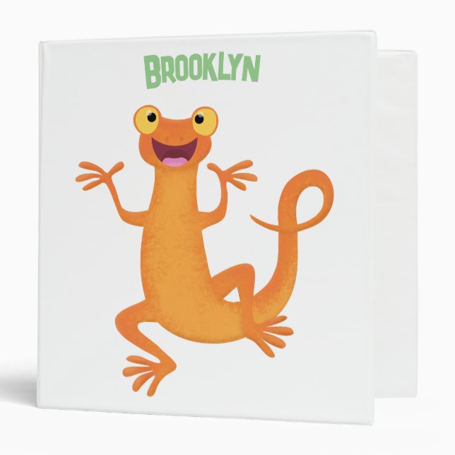 Cute happy orange dancing newt binder (Front/Inside)