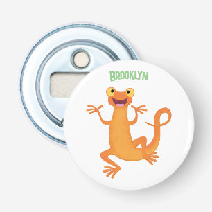 Cute happy orange dancing newt bottle opener