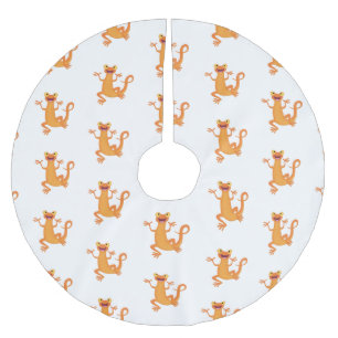 Cute happy orange dancing newt brushed polyester tree skirt