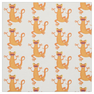 Cute happy orange dancing newt  fabric
