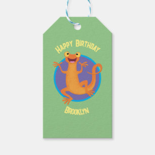 Cute happy orange dancing newt gift tags