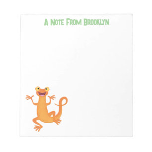 Cute happy orange dancing newt notepad