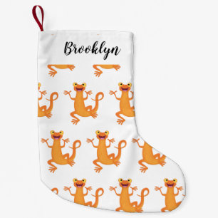 Cute happy orange dancing newt  small christmas stocking