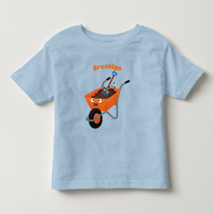 Cute happy orange wheelbarrow cartoon illustration toddler t-shirt