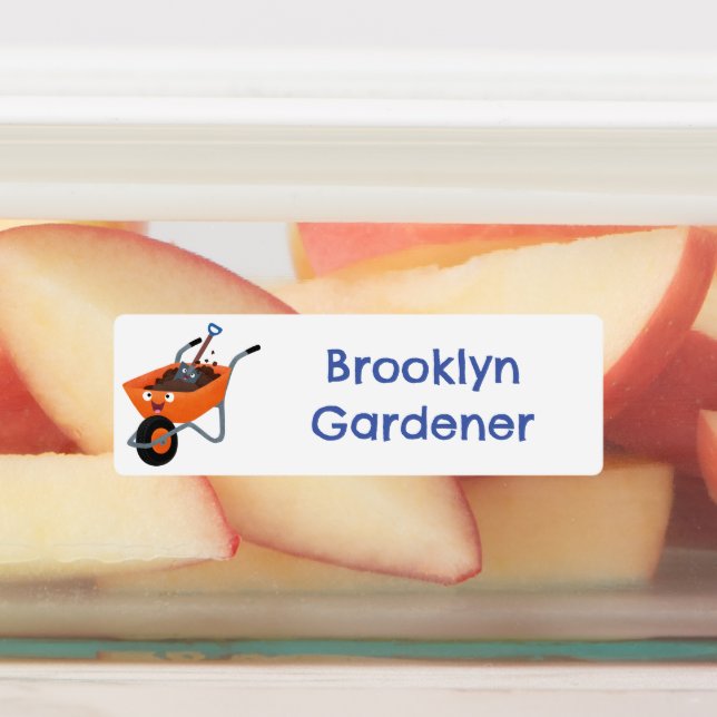 Cute happy orange wheelbarrow cartoon personalized (Affixed)