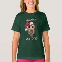 Cute Happy Owlidays Christmas Owl Green