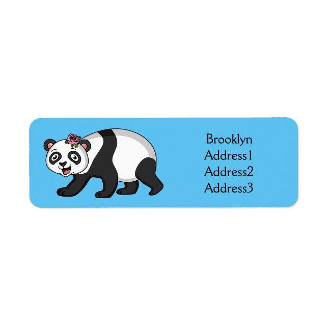 Cute happy panda bear with flower cartoon (Devant)