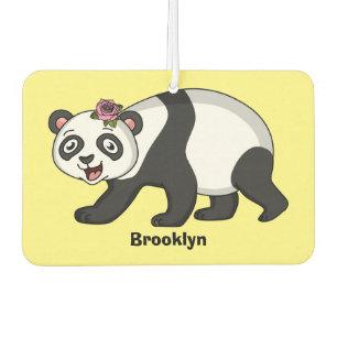 Cute happy panda bear with flower cartoon air freshener